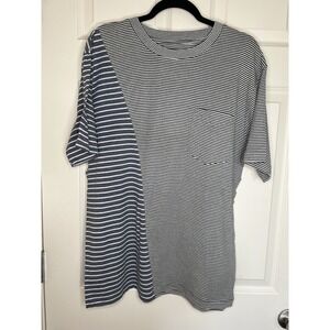NWT Blank NYC Blue and White Striped‎ T-Shirt. Size XL. Chest Pocket